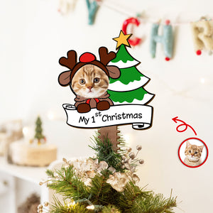 Custom Photo Cat's 1st Christmas Tree Topper Gift For Cat Lovers CH07 899204