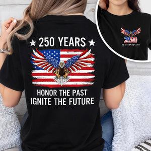 America 250th Anniversary Back & Front Dark Shirt | Bald Eagle Flag Tee for July 4th HO82 901058