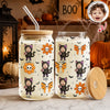 Custom Funny Face Little Boo Halloween Pattern Glass Can With Lid - Personalized Spooky Halloween Gift LM32 669585