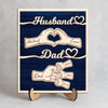 Custom Names Fist Bump Husband, Dad 2-Layered Wooden Plaque With Stand Gift For Dad, Husband HA75 921036