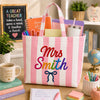 Personalized Teacher Name Embroidered Striped Tote Bag Back To School Gift CH07 911810