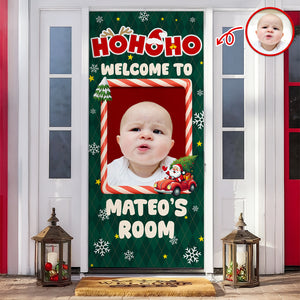 Custom Kid Photo Ho Ho Ho Welcome Door Cover Christmas Gift For Family CH07 899420