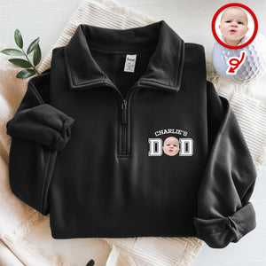 Custom Face Kid Dad Printed Quarter Zip Sweater Family Gift HA75 898606