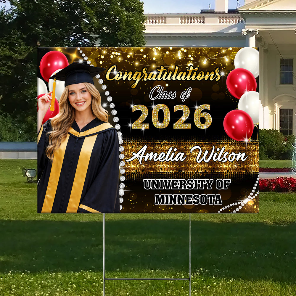 Custom Photo Congrats Class Of 2026 Graduation Balloons Yard Sign CH07 910706