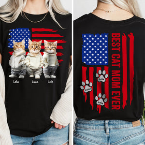 Custom Photo Best Dog Dad, Dog Mom Ever US Flag Back & Front Dark Shirt HA75 892396