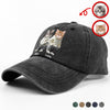 Custom Photo And Name Cat Washed Denim Baseball Cap For Cat Pet Lover HA75 897526