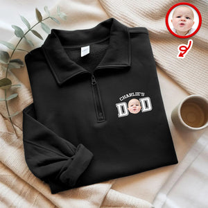 Custom Face Kid Dad Printed Quarter Zip Sweater Family Gift HA75 898606