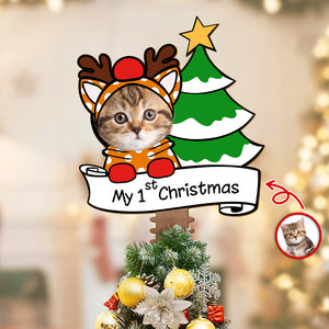 Custom Photo Cat's 1st Christmas Tree Topper Gift For Cat Lovers CH07 899204