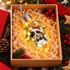 Custom Photo & Name Pet Dog Portrait With Holly Snowflake Poinsettia Chili Bulb LED Light HO82 904080