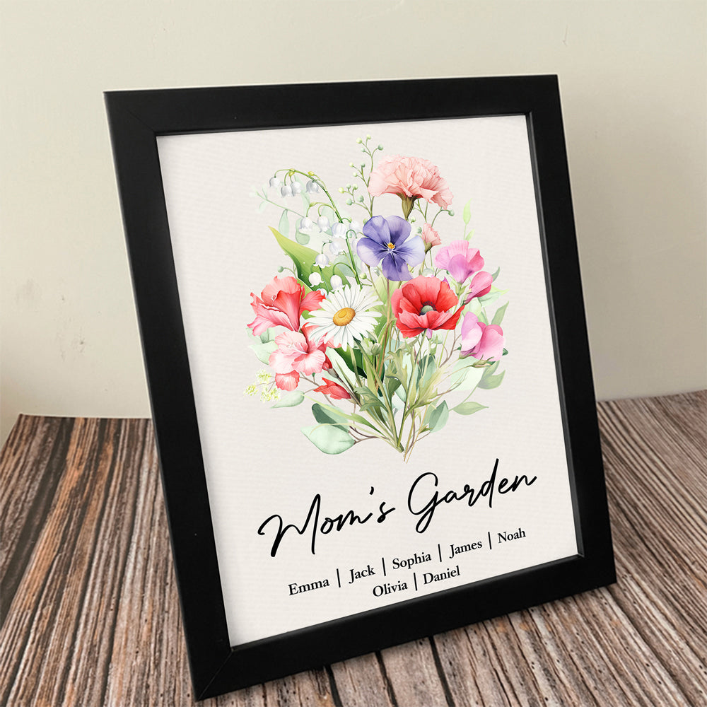 Personalized Mom's Garden Family Birth Flower Picture Frame Gift For Mom, Grandma, Family HA75 920694