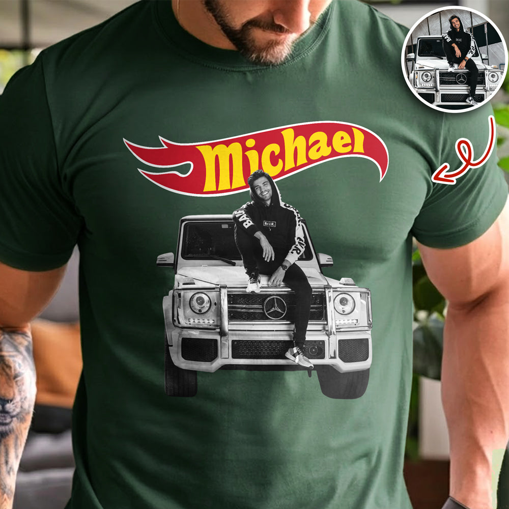 Custom Name With Car Photo Wheel Comfort Shirt CH07 180338