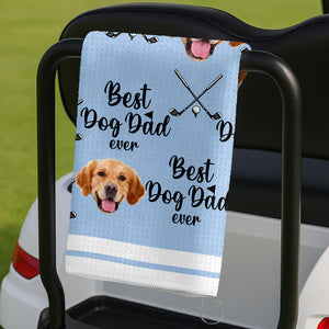 Custom Pet Photo Best Dog Dad Ever For Golf Loving Golf Towel LM32 893651