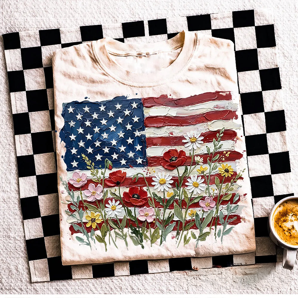 American Flag Floral - Patriotic Wildflower USA Comfort Shirt for 4th of July CH07 910982