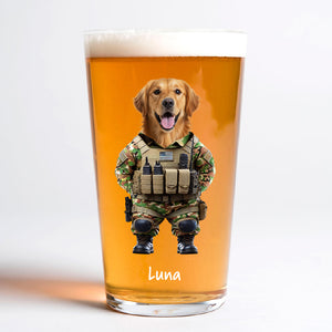 Custom Photo Cool Dog Cat in Dad’s Work Outfit Print Beer Glass HA75 892380