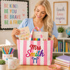 Personalized Teacher Name Embroidered Striped Tote Bag Back To School Gift CH07 911810
