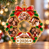 Custom Photo Christmas Round Wreath Acrylic Ornament, Personalized Family Holiday Keepsake HO82 903788
