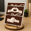 Custom Names Fist Bump Husband, Dad 2-Layered Wooden Plaque With Stand Gift For Dad, Husband HA75 921036