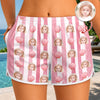 Custom Photo Striped Summer Pattern Women's Beach Short - Personalized Beachwear Gift HO82 902954