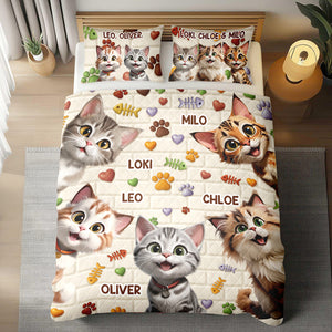 Custom 3D Cat Fish Bone Brick Pattern - 3D Inflated Effect Quilt Bedding Set LM32 897147