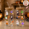Custom Funny Face Little Boo Halloween Pattern Glass Can With Lid - Personalized Spooky Halloween Gift LM32 669585