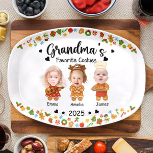 Custom Photo Grandma's Favorite Cookies Platter Christmas Gift For Mom And Grandma CH07 896184