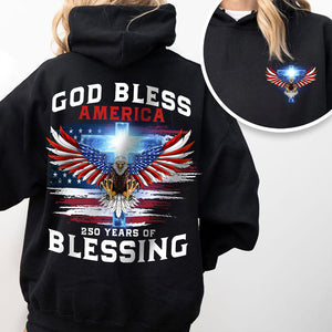 250 Years of Blessing Shirt, Patriotic God Bless America Eagle Back & Front Dark Shirt HO82 901054
