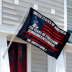 Custom Family Name USA 250 Years of Freedom House Flag | Semiquincentennial Patriotic HO82 901106