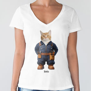 Custom Photo Cool Dog Cat Career Uniforms Shirt For Pet Lovers HA75 891948