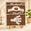 Custom Names Fist Bump Husband, Dad 2-Layered Wooden Plaque With Stand Gift For Dad, Husband HA75 921036