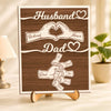 Custom Names Fist Bump Husband, Dad 2-Layered Wooden Plaque With Stand Gift For Dad, Husband HA75 921036