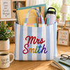 Personalized Teacher Name Embroidered Striped Tote Bag Back To School Gift CH07 911810