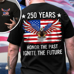 America 250th Anniversary Back & Front Dark Shirt | Bald Eagle Flag Tee for July 4th HO82 901058