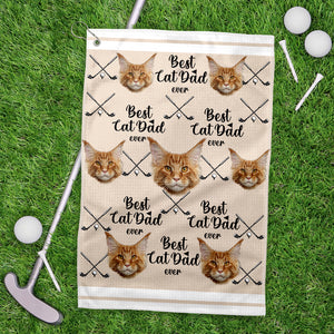 Custom Pet Photo Best Dog Dad Ever For Golf Loving Golf Towel LM32 893651