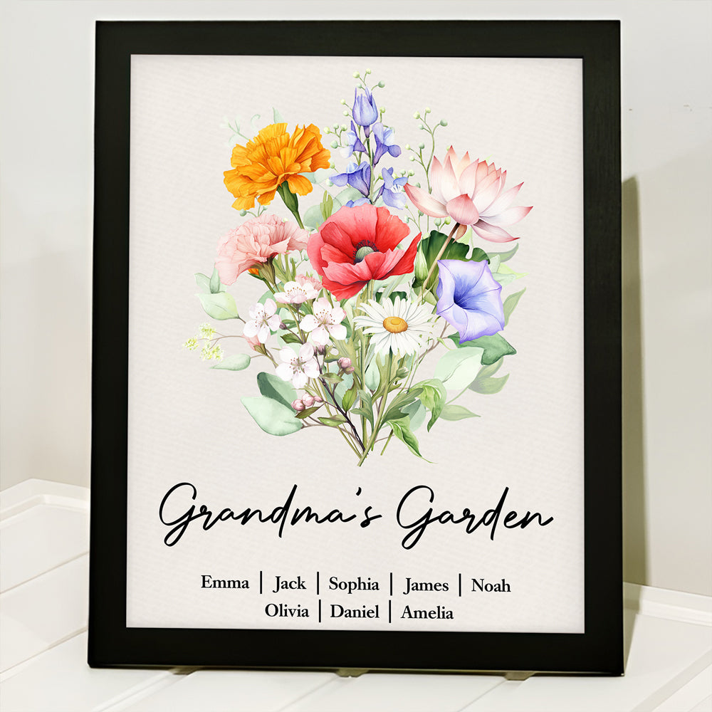 Personalized Mom's Garden Family Birth Flower Picture Frame Gift For Mom, Grandma, Family HA75 920694