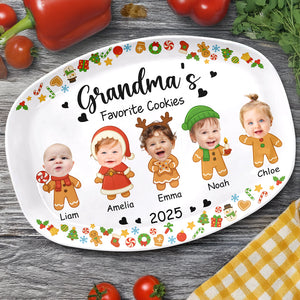 Custom Photo Grandma's Favorite Cookies Platter Christmas Gift For Mom And Grandma CH07 896184