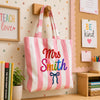 Personalized Teacher Name Embroidered Striped Tote Bag Back To School Gift CH07 911810