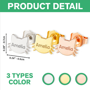 Personalized Cat Face Print Engraved Stud Earrings - Birthday Gift, Memorial Gift For Pet Lovers LM32 897475