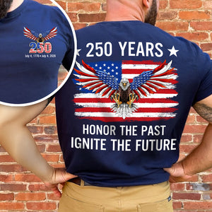 America 250th Anniversary Back & Front Dark Shirt | Bald Eagle Flag Tee for July 4th HO82 901058