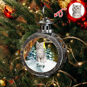 Custom Photo Christmas Candlelight Lantern Ornament For Cat Lovers HA75 897518