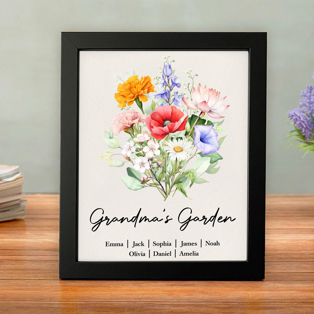 Personalized Mom's Garden Family Birth Flower Picture Frame Gift For Mom, Grandma, Family HA75 920694