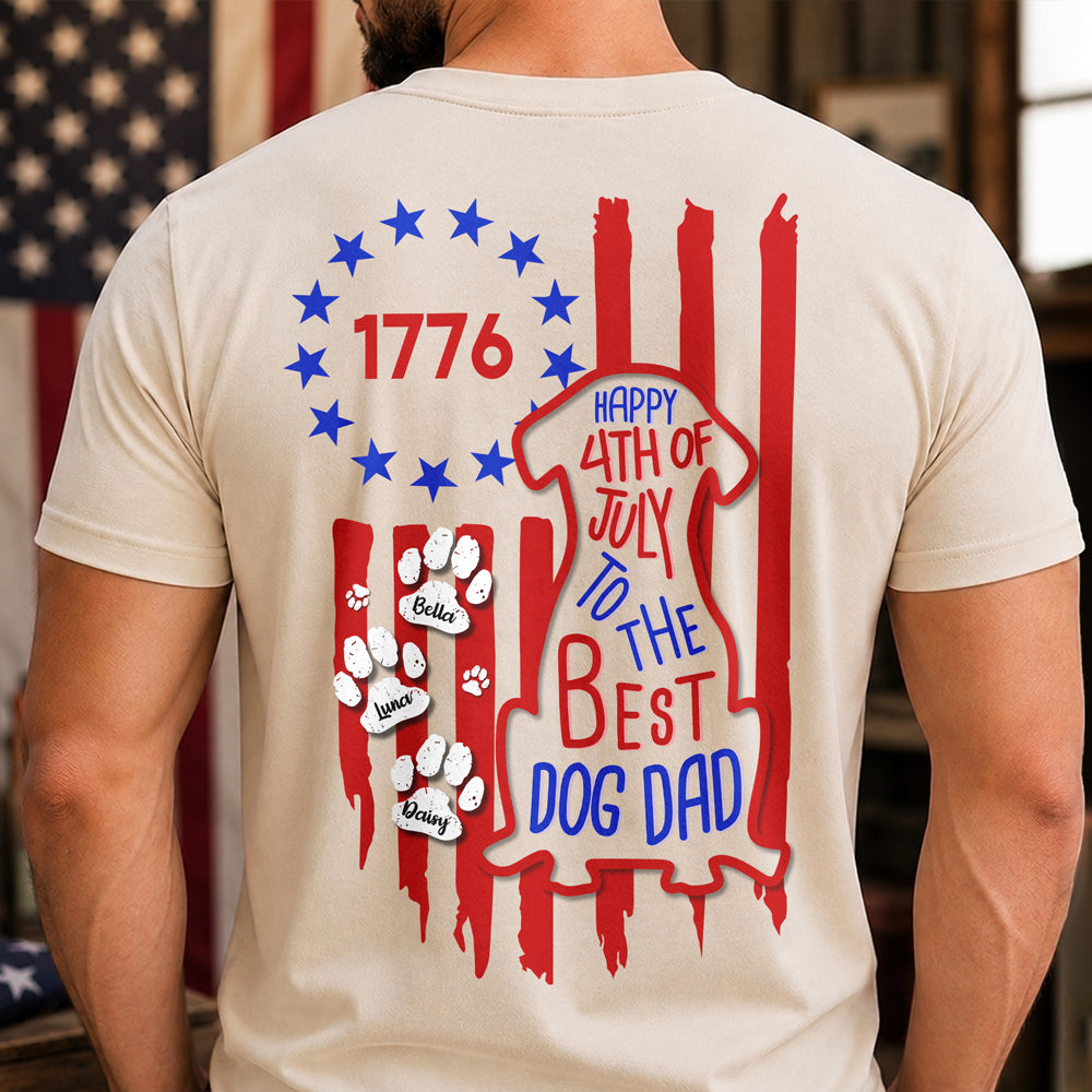 Personalized Happy 4th Of July To The Best Dog Dad Back Comfort Shirt LM32 669221