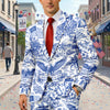 America 250th Anniversary Toile De Jouy Style Patriotic Men's Suit CH07 911028