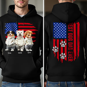Custom Photo Best Dog Dad, Dog Mom Ever US Flag Back & Front Dark Shirt HA75 892396
