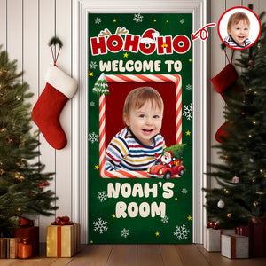 Custom Kid Photo Ho Ho Ho Welcome Door Cover Christmas Gift For Family CH07 899420
