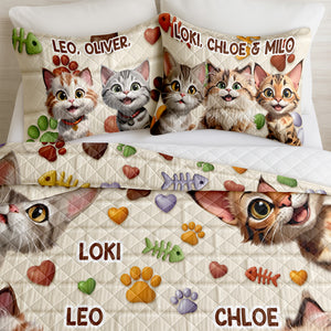 Custom 3D Cat Fish Bone Brick Pattern - 3D Inflated Effect Quilt Bedding Set LM32 897147