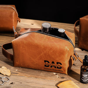 Personalized Dad And Kids Names Engraved Leather Toiletry Bag HO82 894194