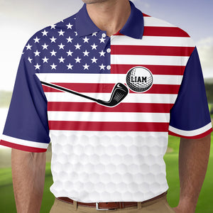 Custom Name American Flag Golf Polo Shirt Gift For Golfer, Golf Lovers HA75 898712
