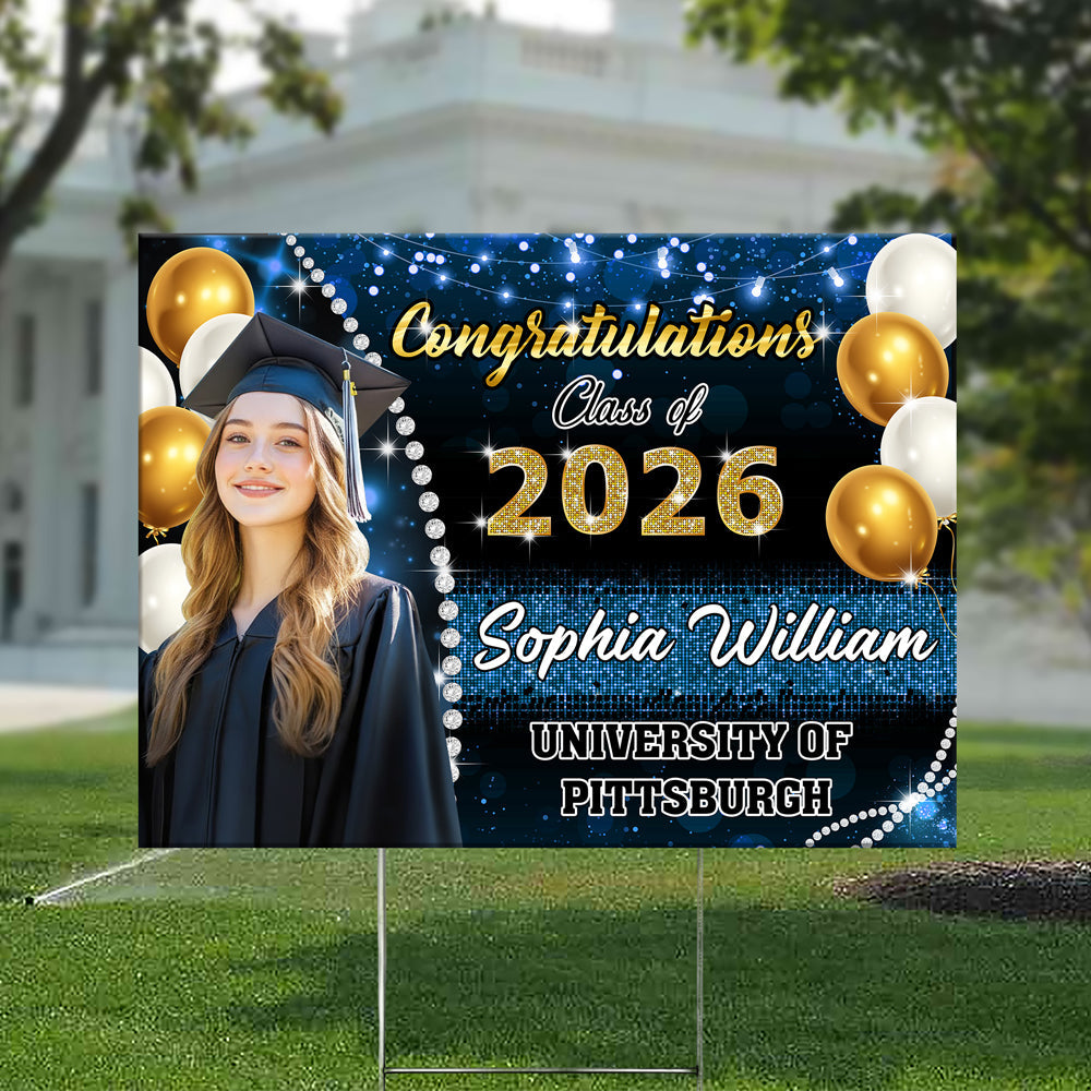 Custom Photo Congrats Class Of 2026 Graduation Balloons Yard Sign CH07 910706