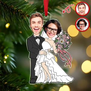 Custom Funny Wedding Face Acrylic Ornament Gift For Couple CH07 910074
