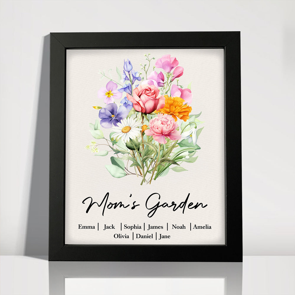 Personalized Mom's Garden Family Birth Flower Picture Frame Gift For Mom, Grandma, Family HA75 920694